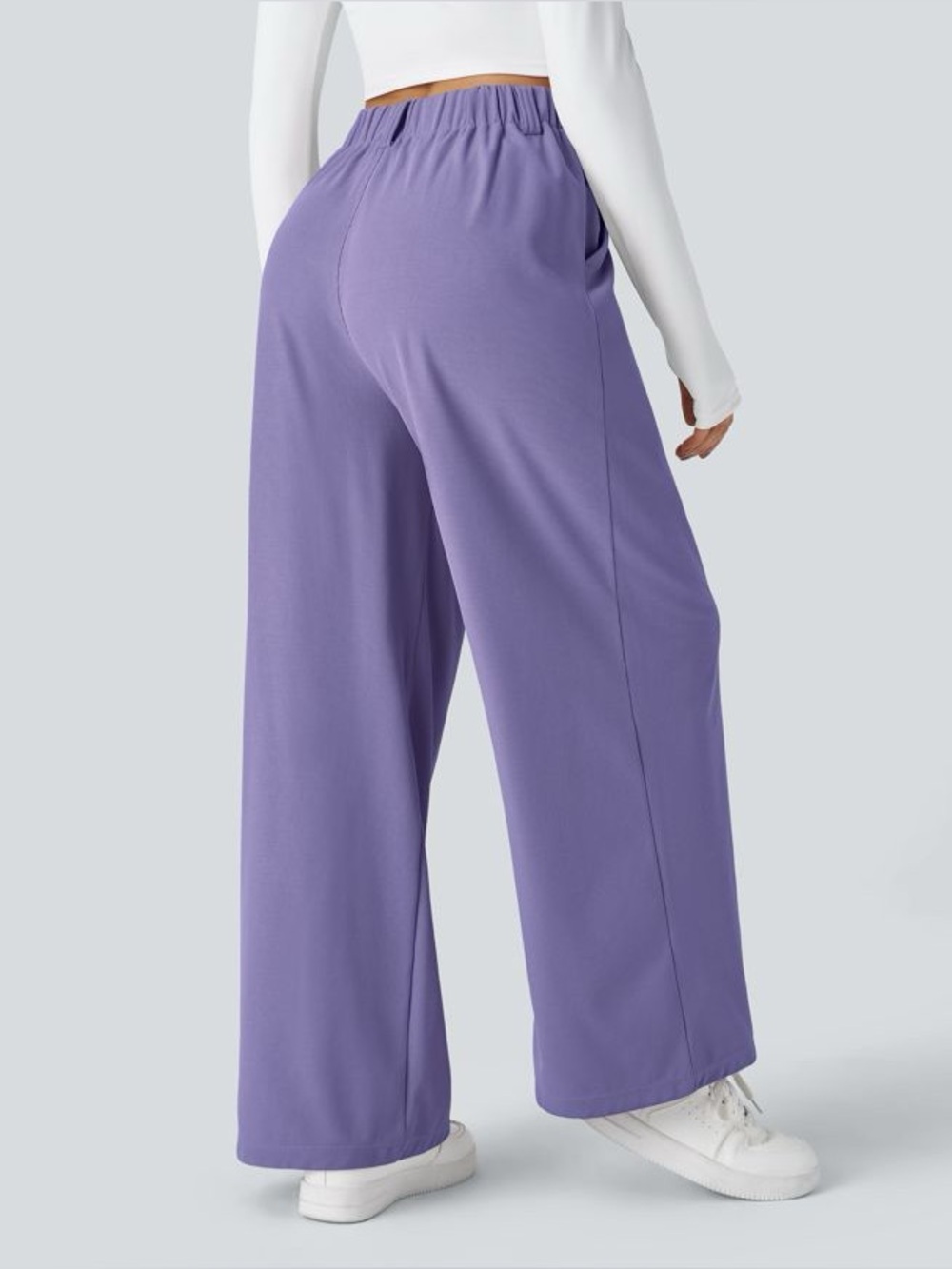 Halara Mellow Purple Flex™ High Waisted Pocket Wide Leg Waffle Work Pants - Picture 8 of 10